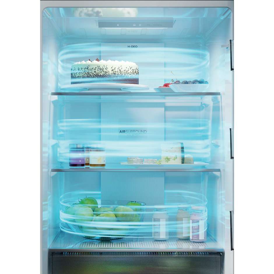 Haier 3D 60 Serie 3 HTR3518ENMX Frigorifero Combinato 3 Porte Cassetti Diretti Easy Access 303 L Inox