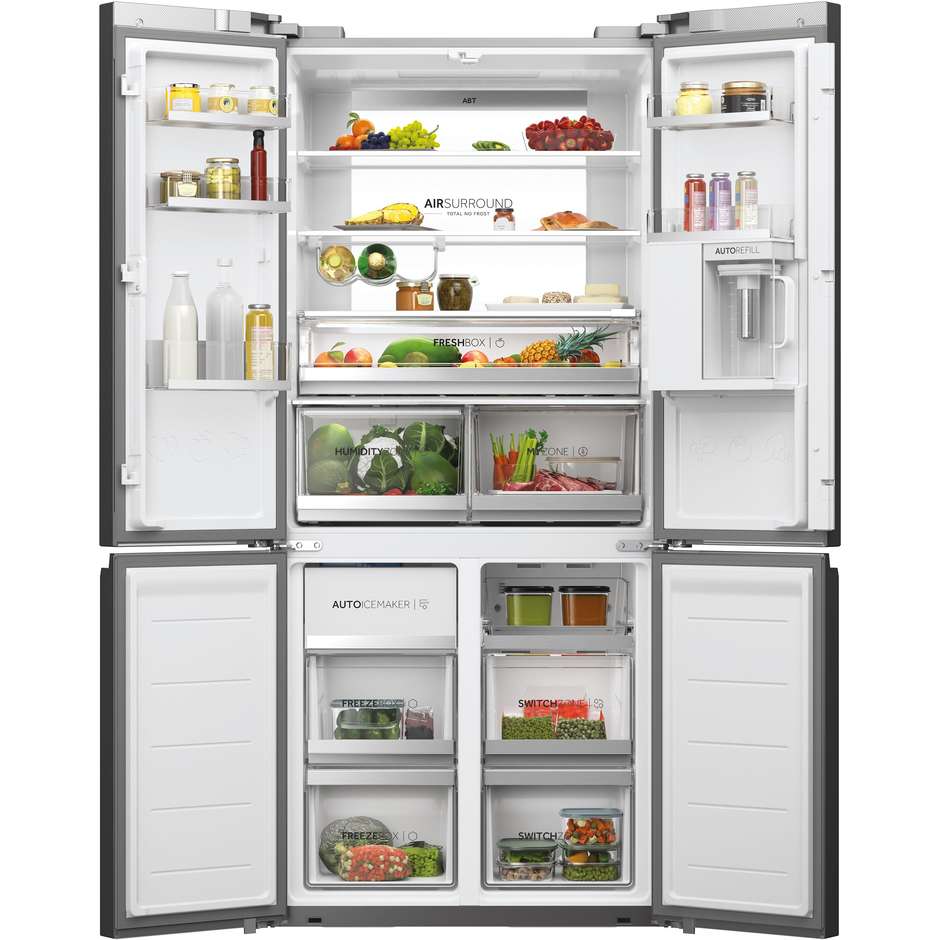 Haier Cube 83 Serie 7 HCW7819EHMP Frigorifero side-by-side Libera installazione Capacita 536 Lt Classe E Colore Platino, Acciaio inox