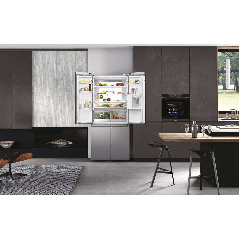 Haier Cube 83 Serie 7 HCW7819EHMP Frigorifero side-by-side Libera installazione Capacita 536 Lt Classe E Colore Platino, Acciaio inox