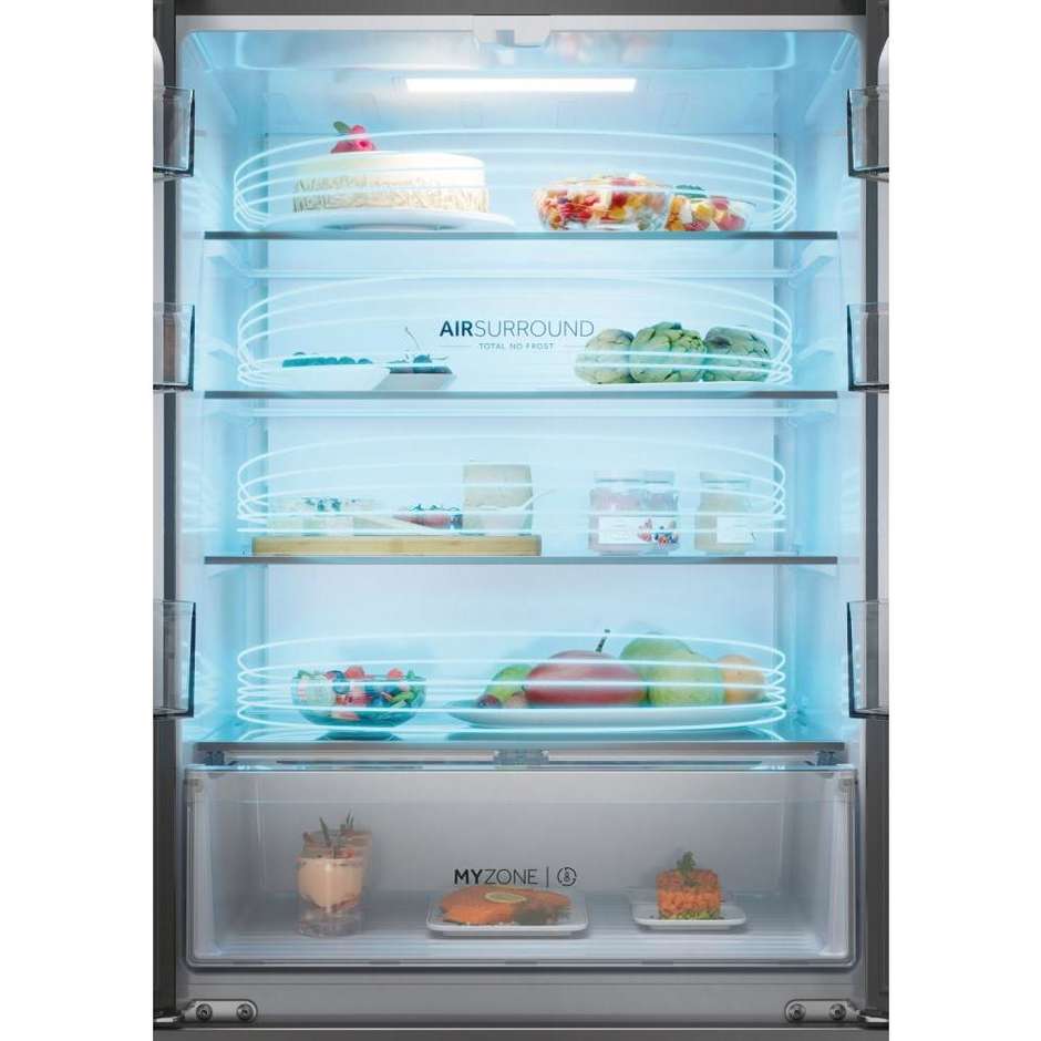 Haier FD 70 Serie 3 HFR3718ENGB Frigorifero French Door Cassetti Easy Access 402 L Classe E Vetro Nero