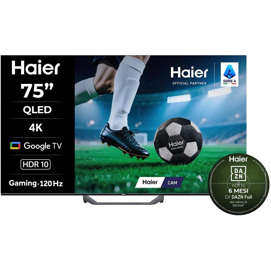 Haier H75S80FUX TV 75" 4K QLED Smart TV Nero