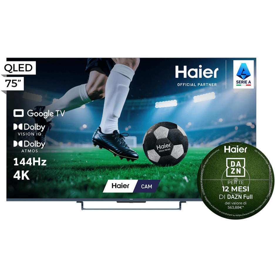Haier H75S90GUX TV 75" QLED 4K 144 Hz Smart TV Nero