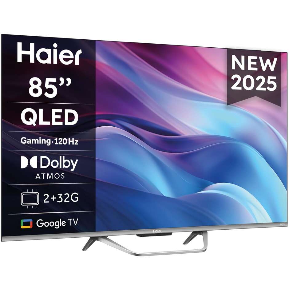 Haier H85Q80FUX TV Smart QLED 85" 4K Ultra HD 120 Hz Google TV Grigio