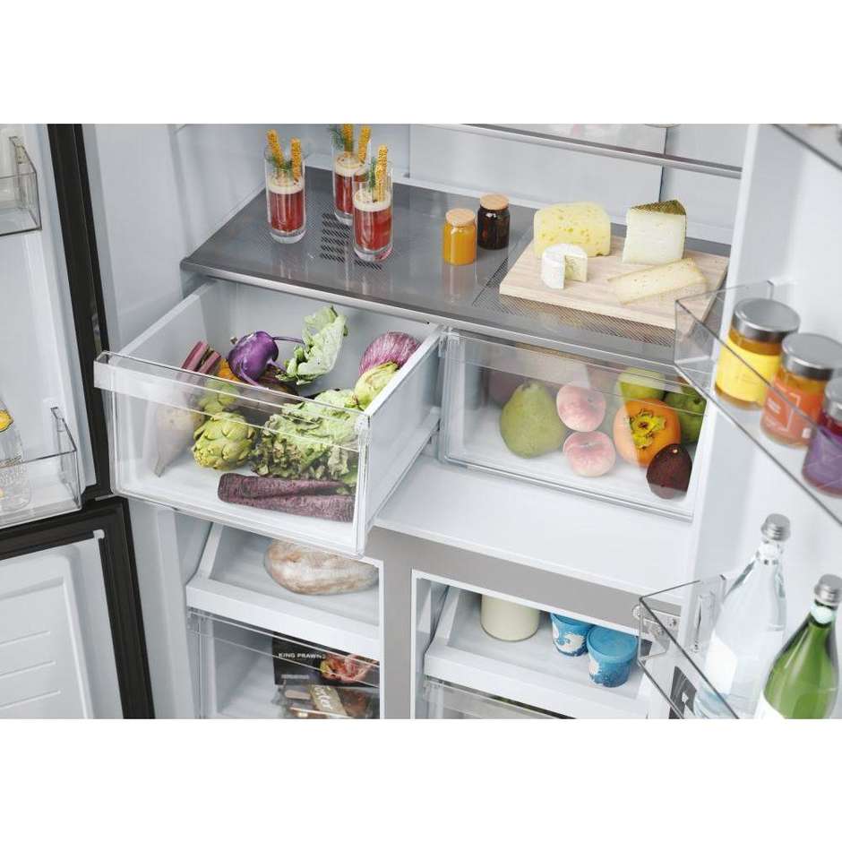 Haier HCR3818ENMM Frigorifero Side by Side Americano 467 Litri Classe E Acciaio Inox