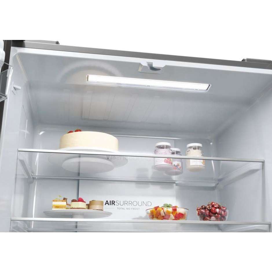 Haier HCR3818ENMM Frigorifero Side by side Capacita 467 Lt Classe E Colore Platino, Acciaio inox