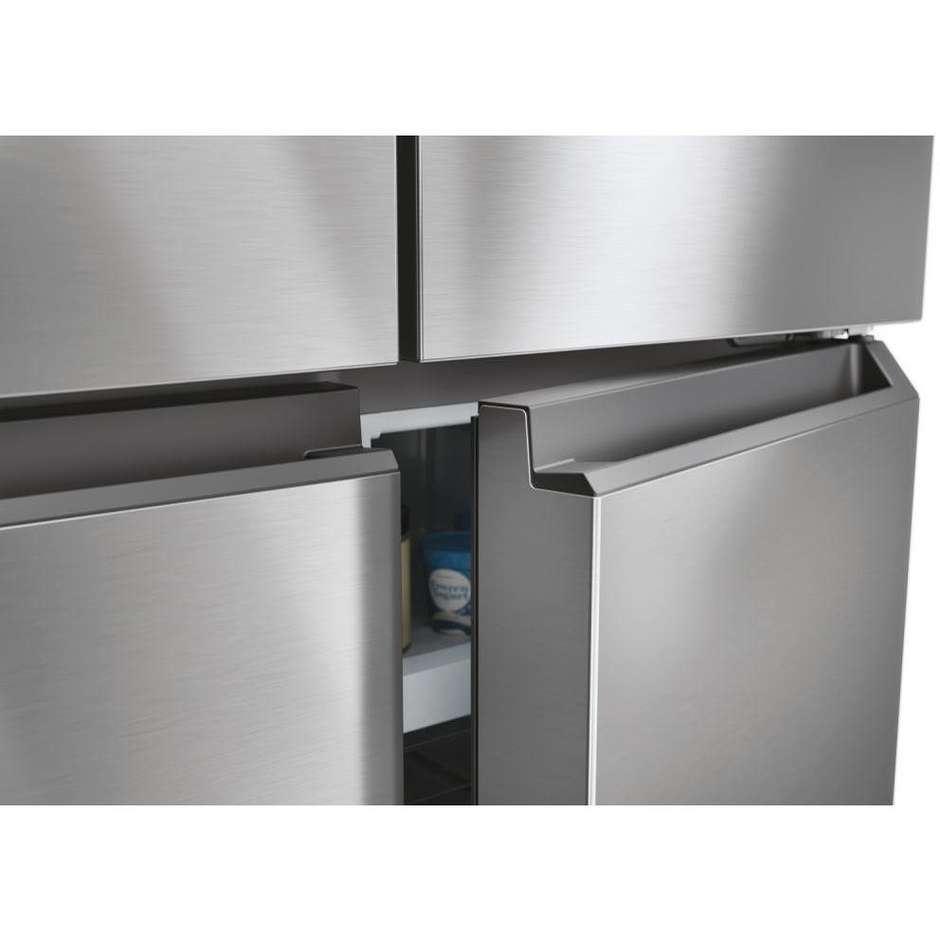 Haier HCR3818ENMM Frigorifero Side by side Capacita 467 Lt Classe E Colore Platino, Acciaio inox