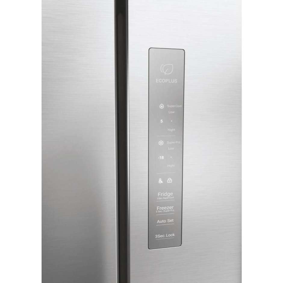 Haier HCR3818ENMM Frigorifero Side by side Capacita 467 Lt Classe E Colore Platino, Acciaio inox