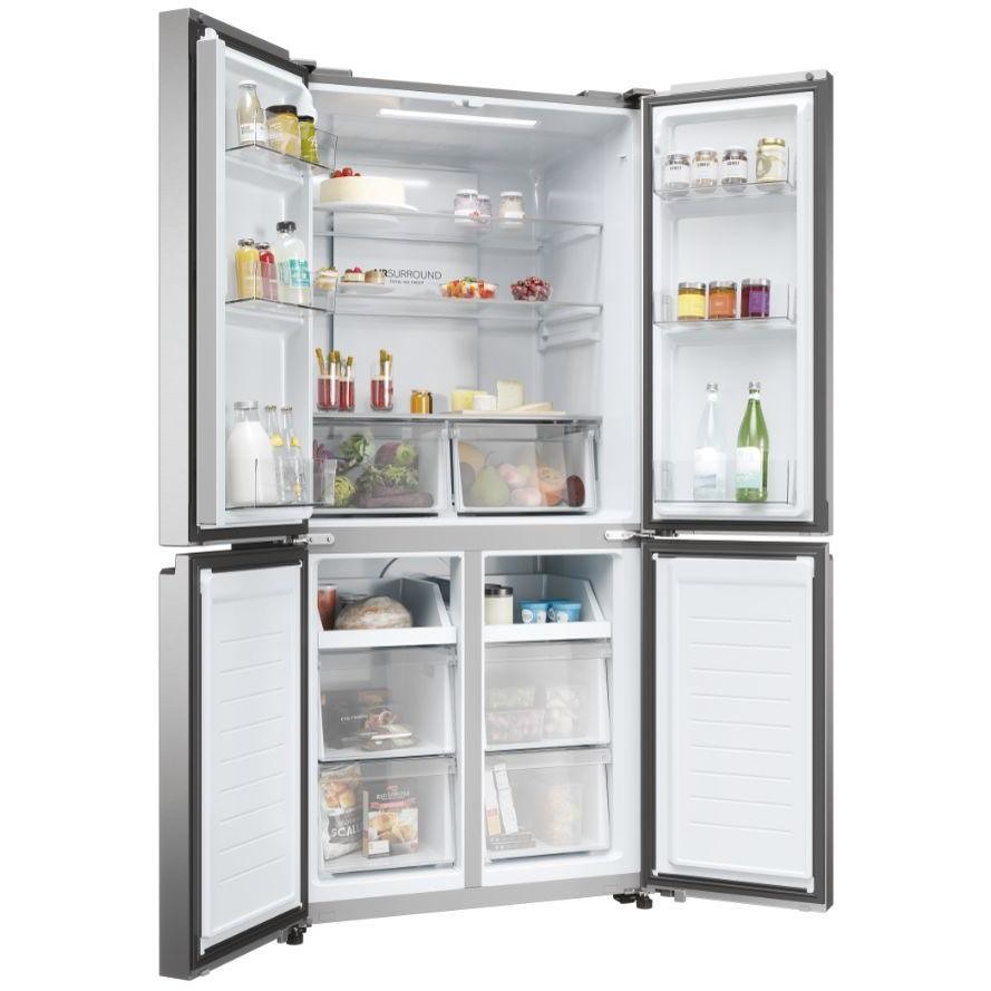 Haier HCR3818ENMM Frigorifero Side by side Capacita 467 Lt Classe E Colore Platino, Acciaio inox