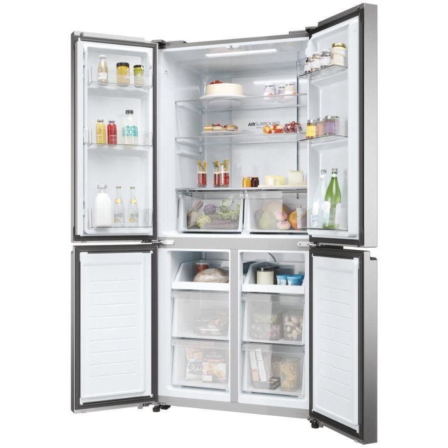 Haier HCR3818ENMM Frigorifero Side by side Capacita 467 Lt Classe E Colore Platino, Acciaio inox