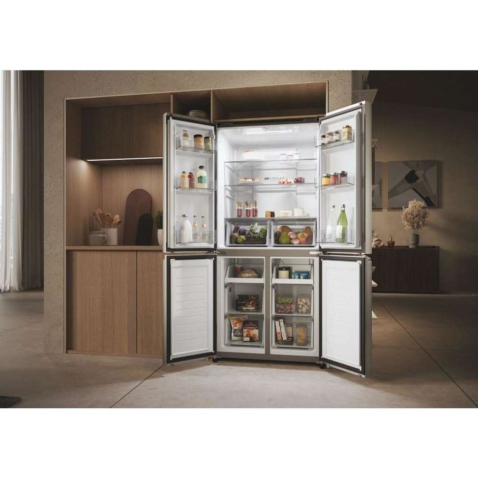 Haier HCR3818ENMM Frigorifero Side by side Capacita 467 Lt Classe E Colore Platino, Acciaio inox