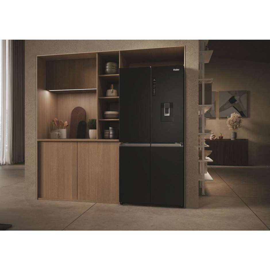 Haier HCR3818EWPT frigorifero 4 porte No Frost 463 L, dispenser acqua, classe E, antracite