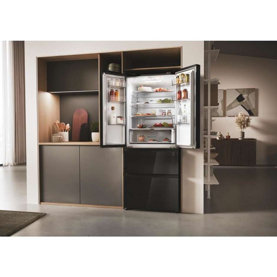 Haier HFR3718ENGB Frigorifero Side by Side Americano 402 Litri Classe E Nero