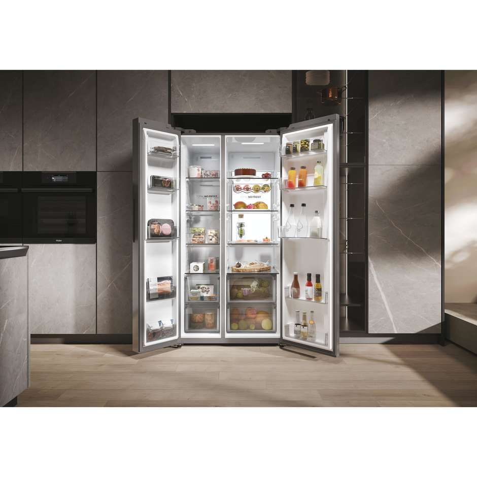 Haier HSW79F18ANMM Frigorifero side-by-side Incasso Capacita 611 Lt Classe A Colore Acciaio inox