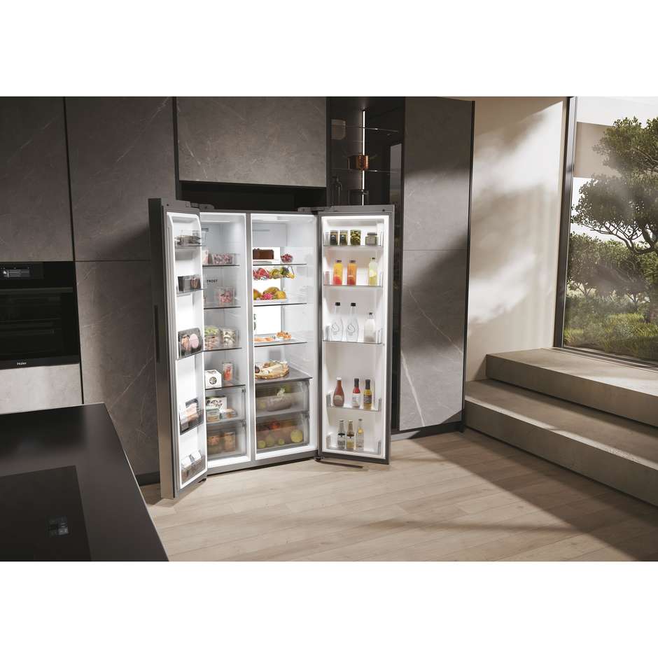 Haier HSW79F18ANMM Frigorifero side-by-side Incasso Capacita 611 Lt Classe A Colore Acciaio inox