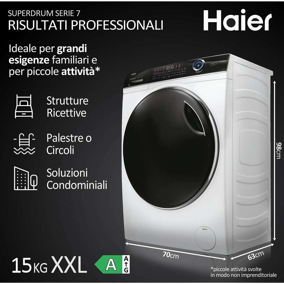 Haier HW150BP14986EIT Lavatrice Carica Frontale Capacità 15 Kg 1400 Giri/min Classe A Colore Bianco