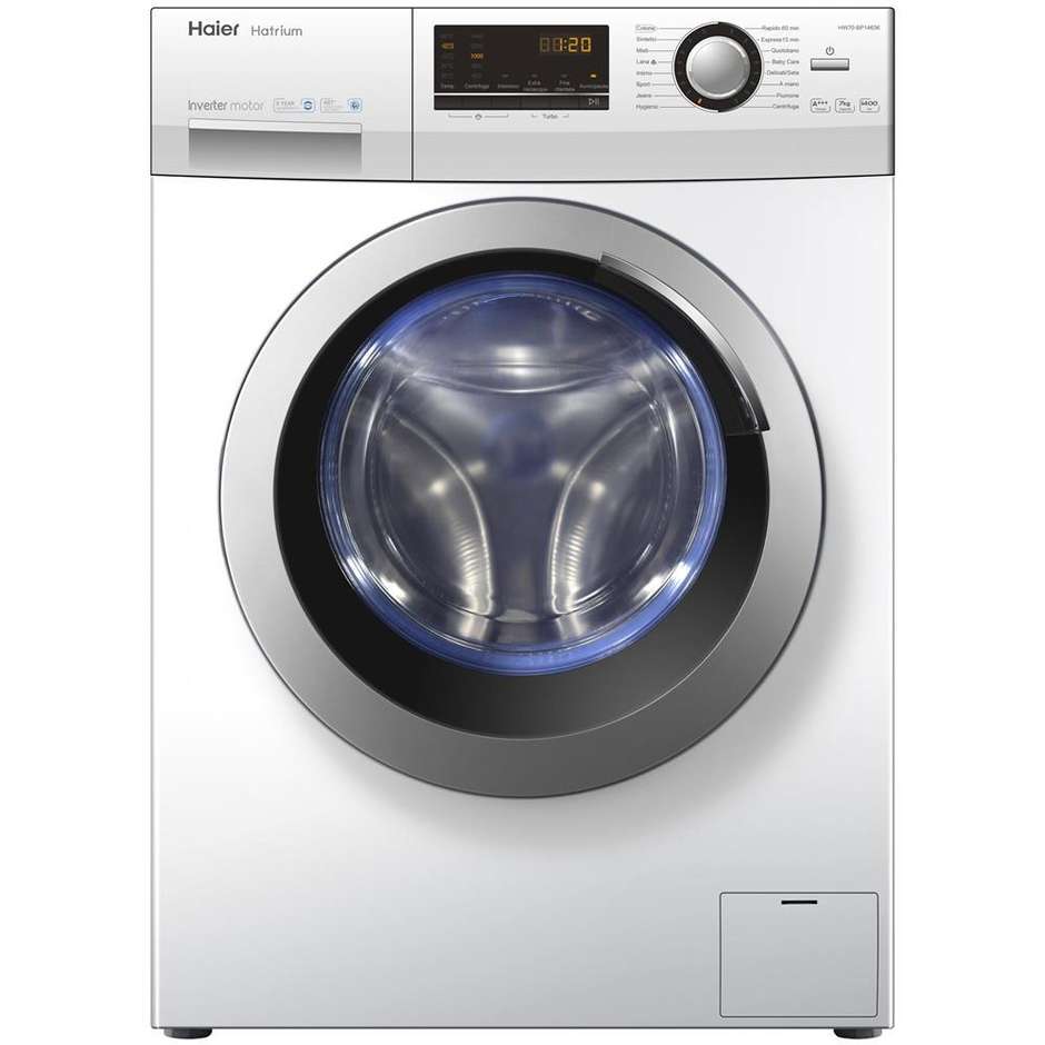 Haier HW70-BP14636 lavatrice carica frontale 7 Kg 1400 giri classe A+++ inverter colore bianco