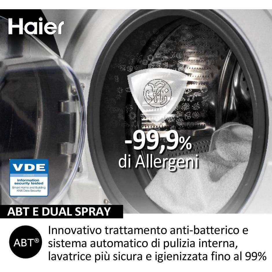 Haier HW80-BP14929A-S Lavatrice Carica frontale Capacita 8 kg 1400 Giri/min Classe A Colore  Bianco