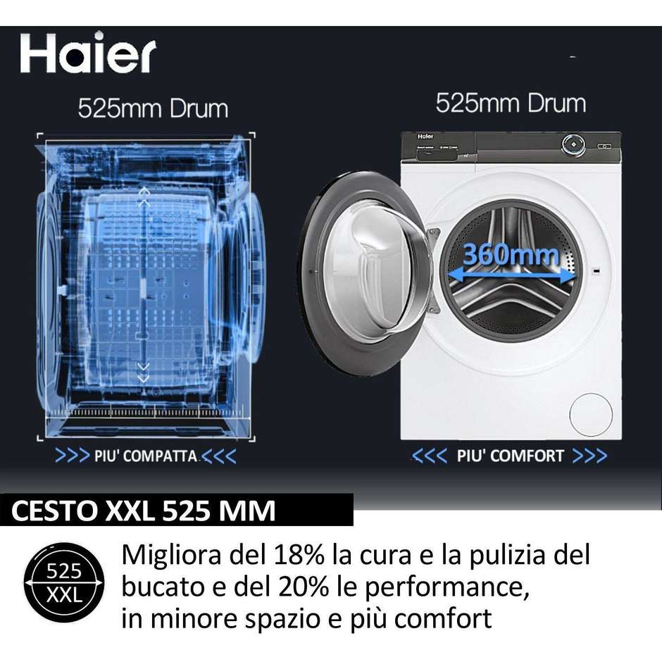 HAIER HW80BP14929AS Lavatrice Carica frontale Slim 8 kg 1400 Giri/min Motore Inverter Vapore Classe A