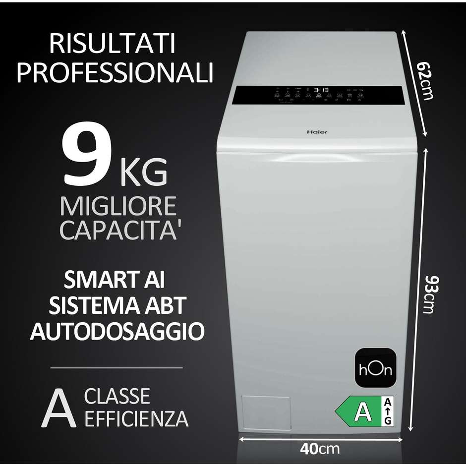 Haier HW90-BPD13386U-S Lavatrice Carica dall'alto Capacita 9 Kg Classe A Colore Bianco