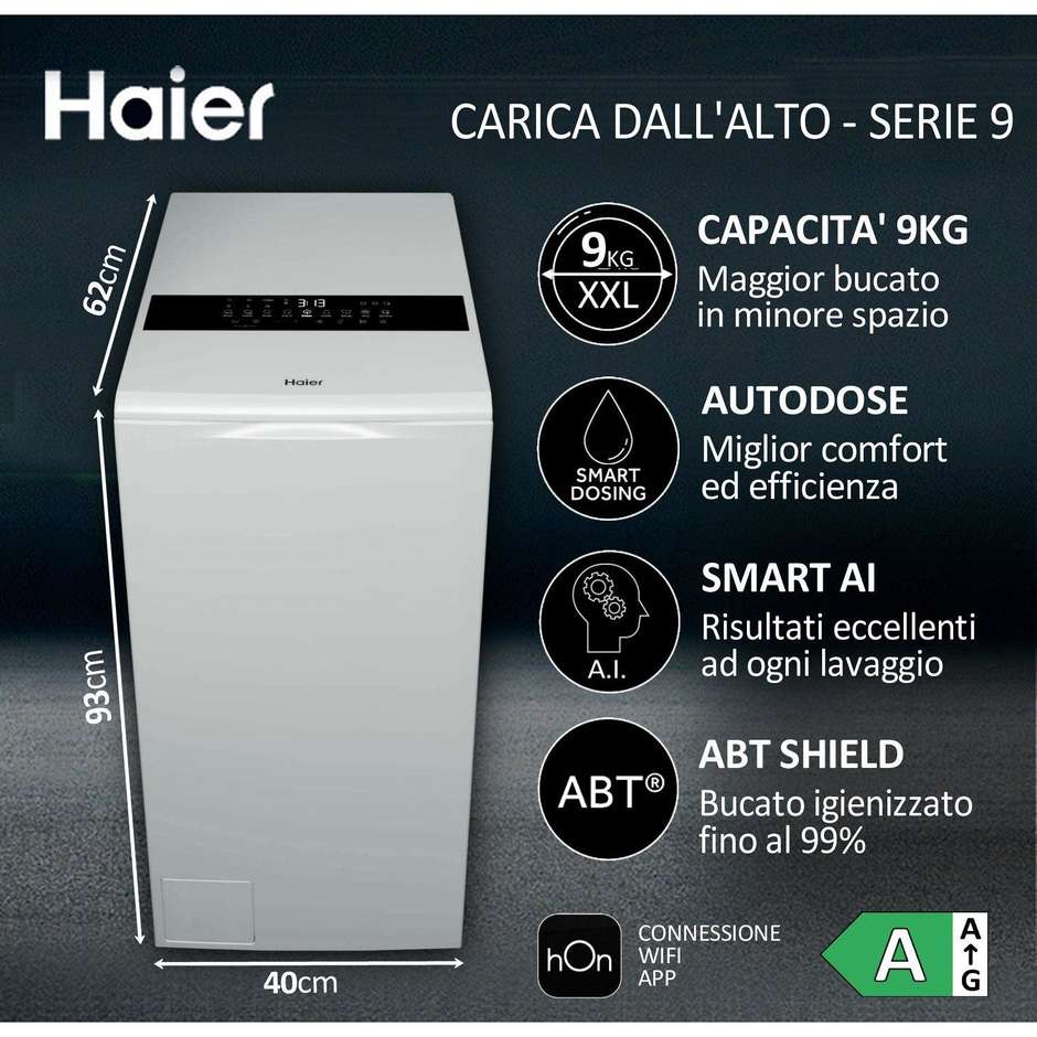 Haier HW90-BPD13386U-S Lavatrice Carica dall'alto Capacità 9 Kg Classe A Colore Bianco