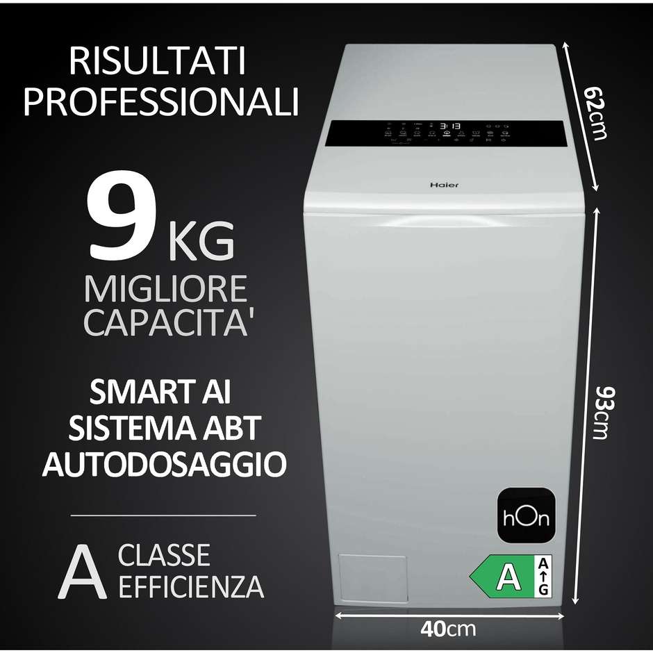 Haier HW90-BPD13386U-S T Series 9 lavatrice carica dall’alto 9 kg 1300 giri, classe A