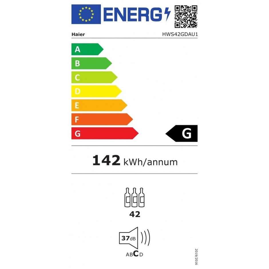 Haier HWS42GDAU1 Frigocantina per Vini 250 Litri Classe G Nero
