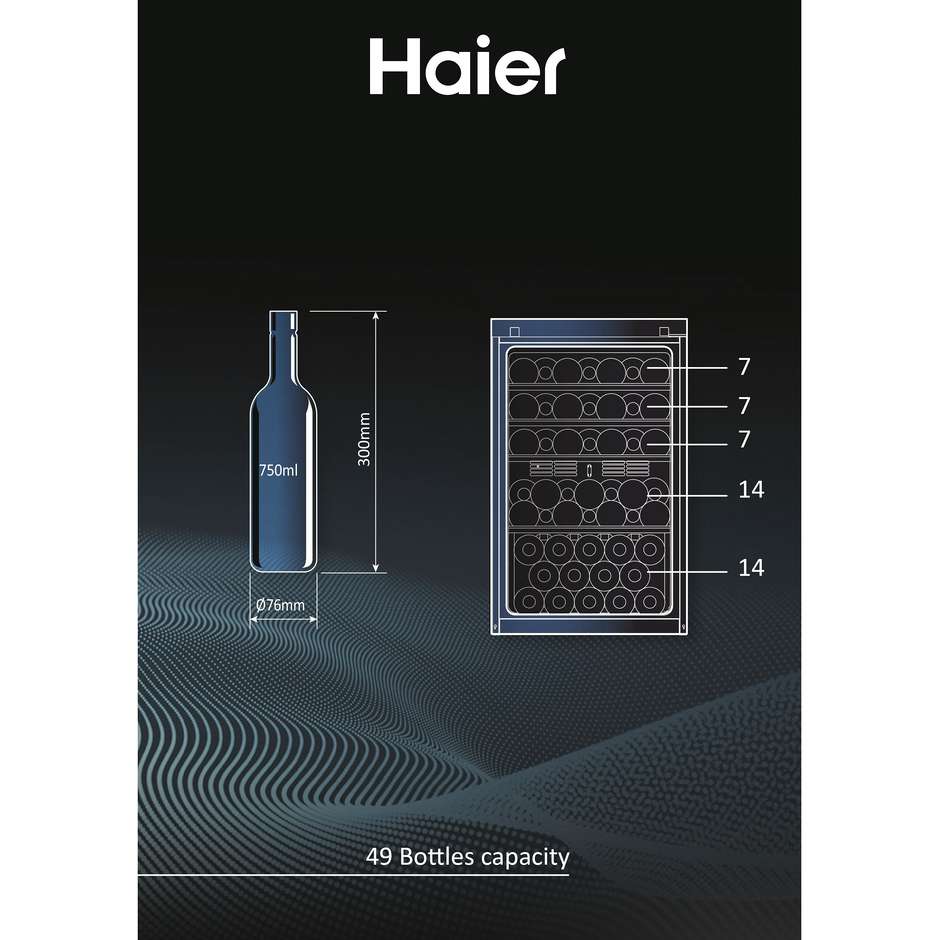 Haier HWS49GAE Cantinetta vino con compressore Capacita 49 Bottiglie Classe F Colore Nero