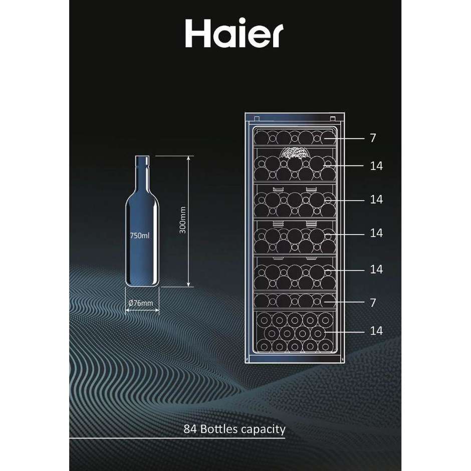 Haier HWS84GA cantinetta vino 84 bottiglie a zona singola nera