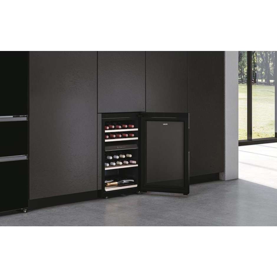 Haier Wine Bank 50 HWS42GDAU1 Cantinetta Vino Doppia Zona 42 Bottiglie Ripiani Legno Nero