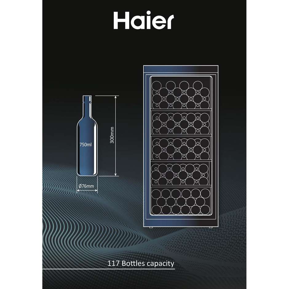 Haier Wine Bank 60 WS120GA cantinetta monozona da 117 bottiglie nera, classe G