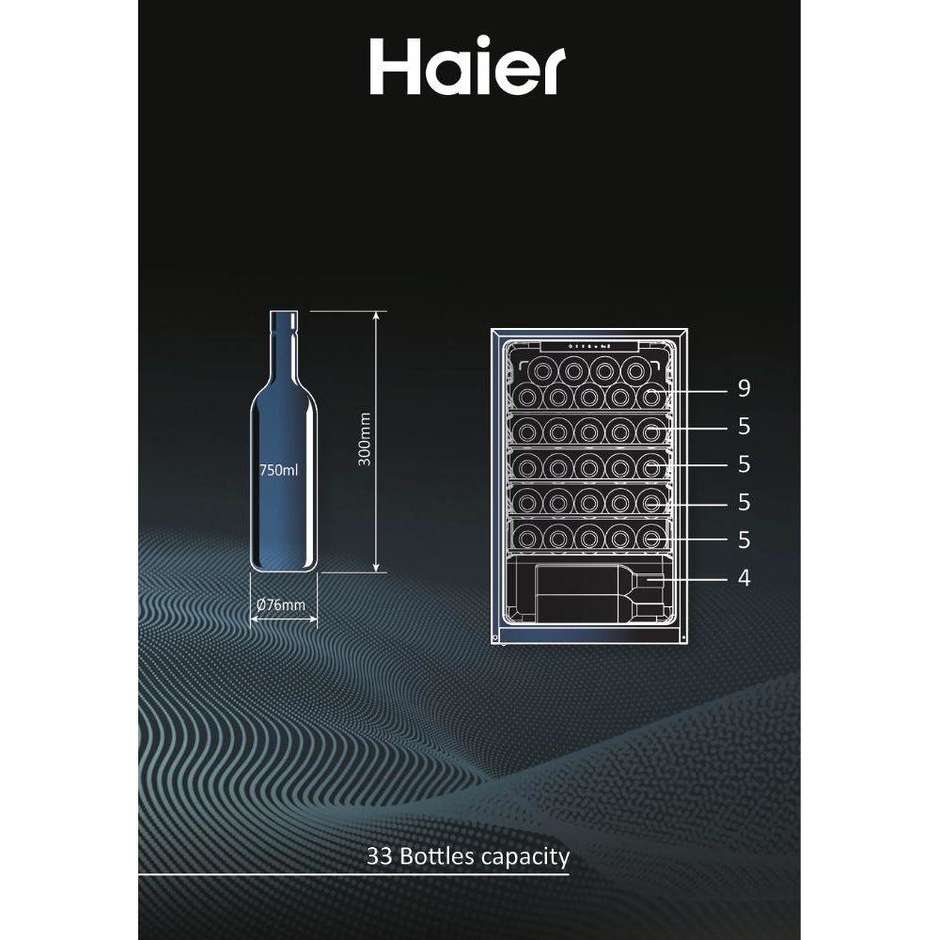 Haier Wine Cellar HWS33GGFR Cantinetta vino con compressore Libera installazione Capacita 33 Bottiglie Classe G Colore Nero