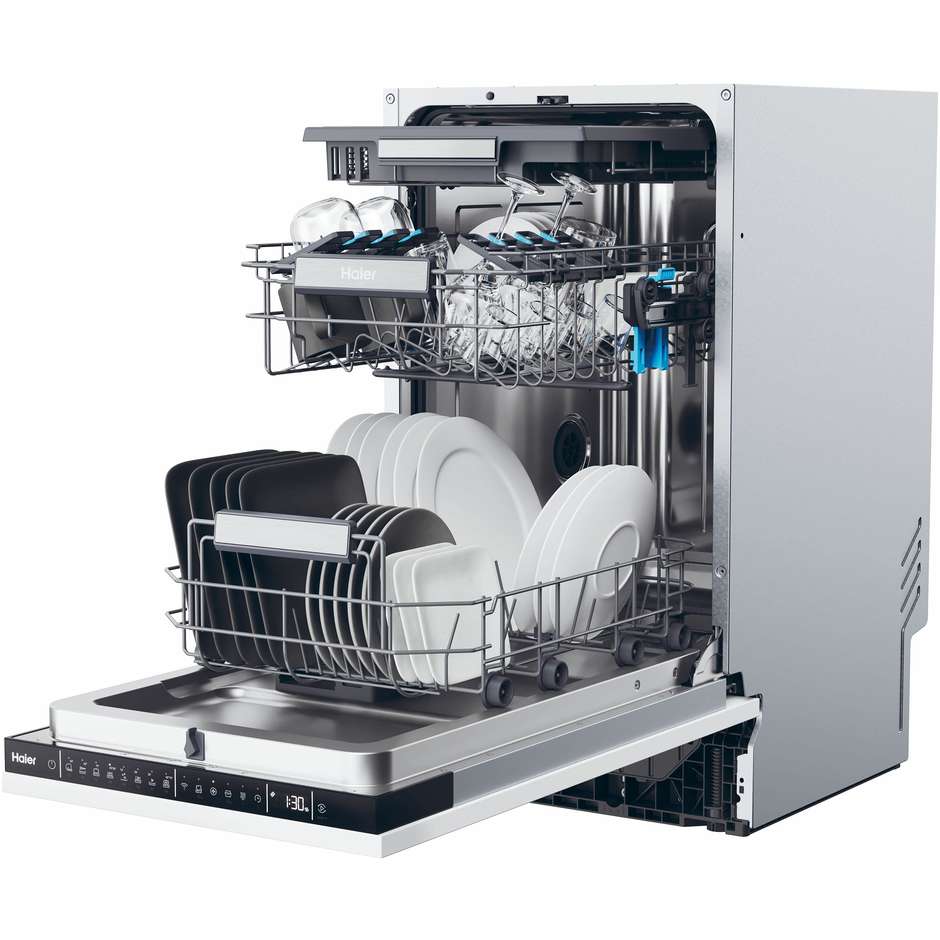 HAIER XI1C3TB2FB Lavastoviglie da Incasso a Scomparsa Totale 60 cm Standard 11 Coperti 8 Programmi Classe C 43 dB Cestelli Modulari
