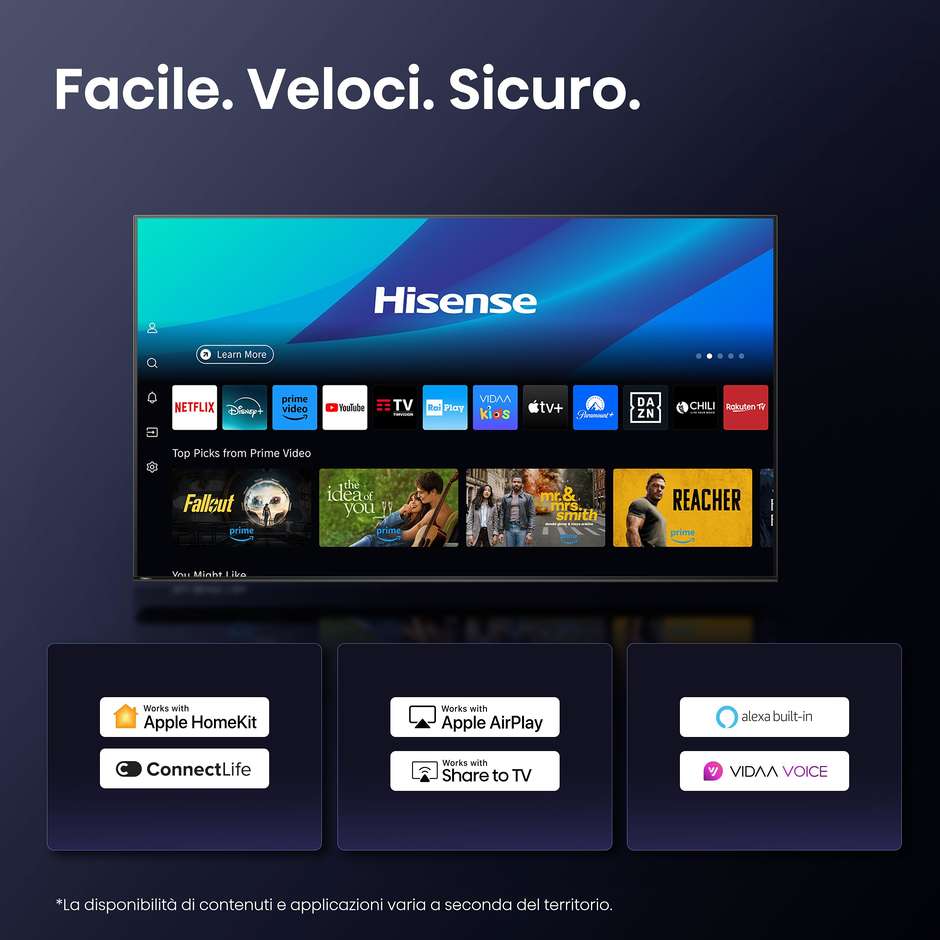 Hisense 100E7Q PRO Smart TV QLED 10" 4K Ultra HD Wi-Fi DVB-T2 Classe E Nero