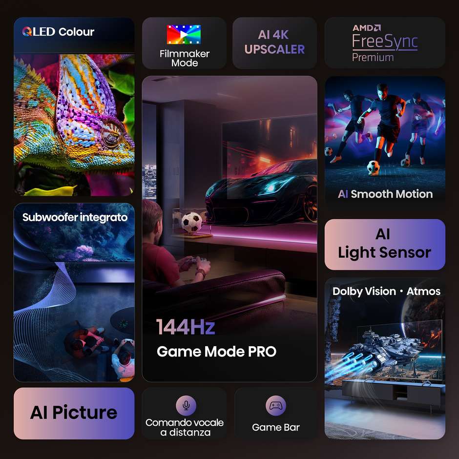 Hisense 100E7Q PRO TV QLED 100" 4K Ultra HD Smart TV Wi-Fi Classe E Colore Nero