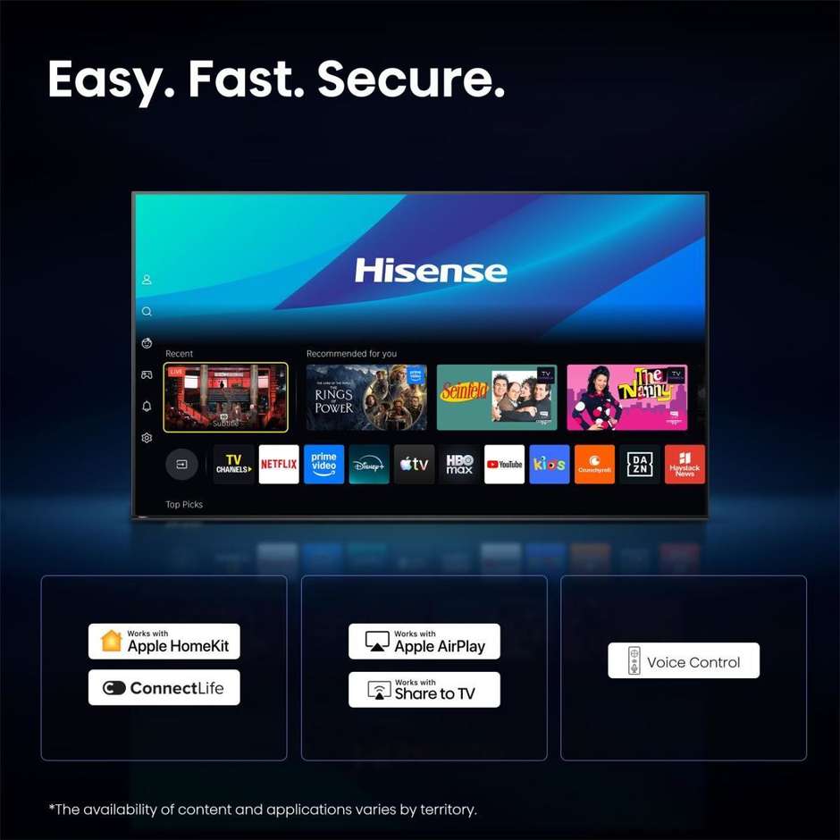 Hisense 100E7S PRO TV 100" 4K QLED 144 Hz Smart TV Nero