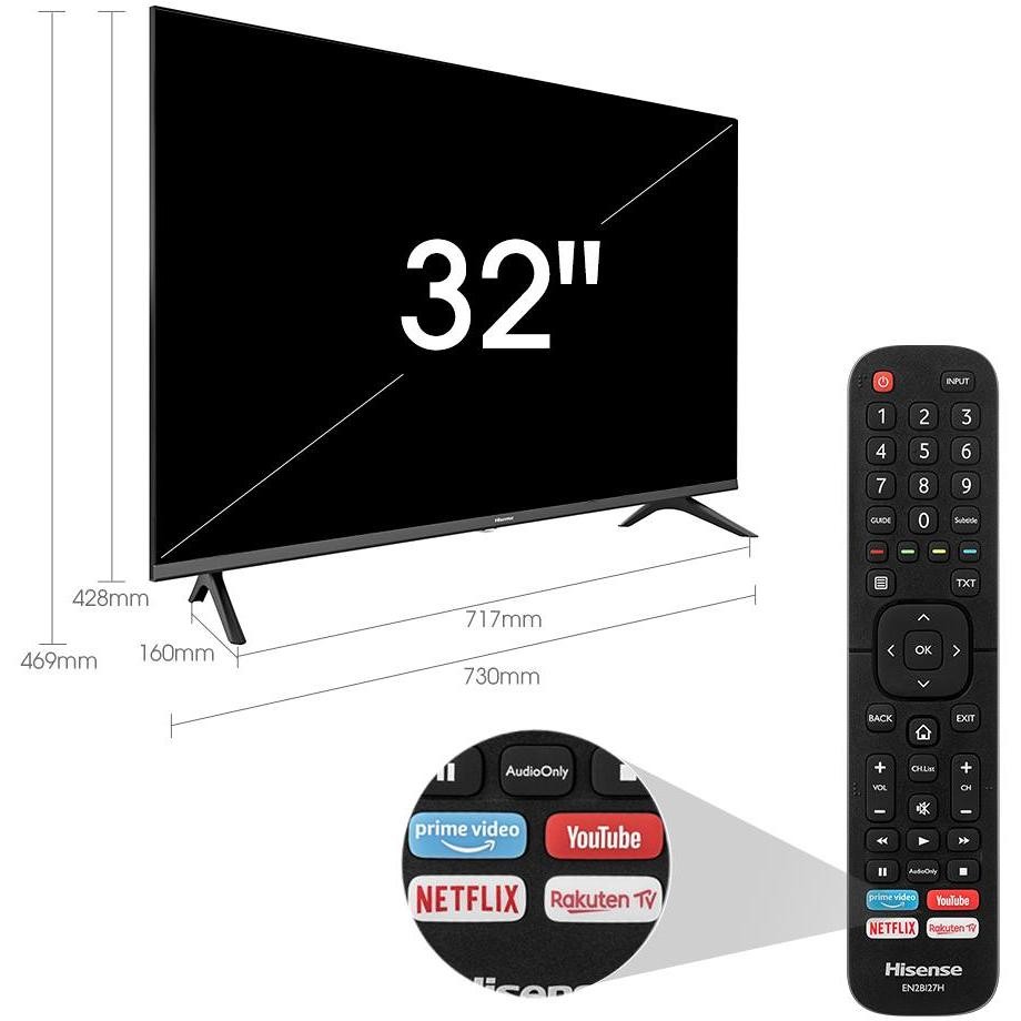 Hisense 32A5600F TV LED 32'' HD Smart TV Wi-Fi Classe G colore cornice nero