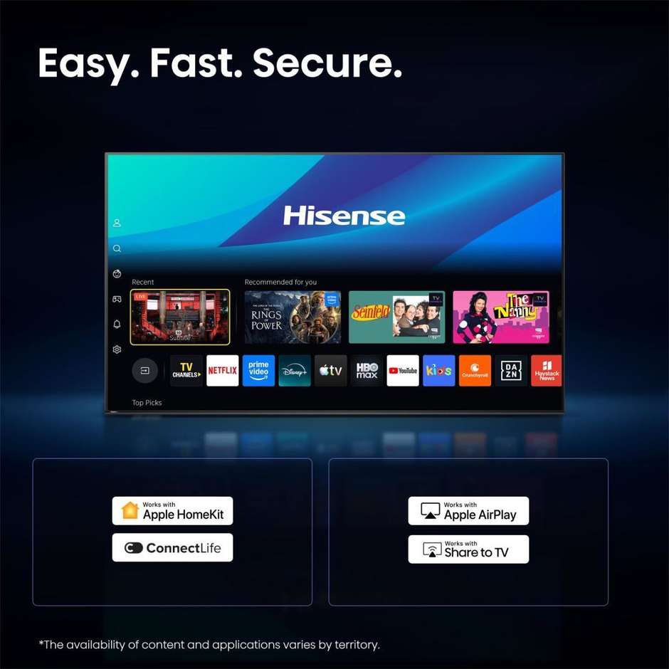 Hisense 32A59S TV DLED 32" Full HD Smart TV VIDAA Wi-Fi nero