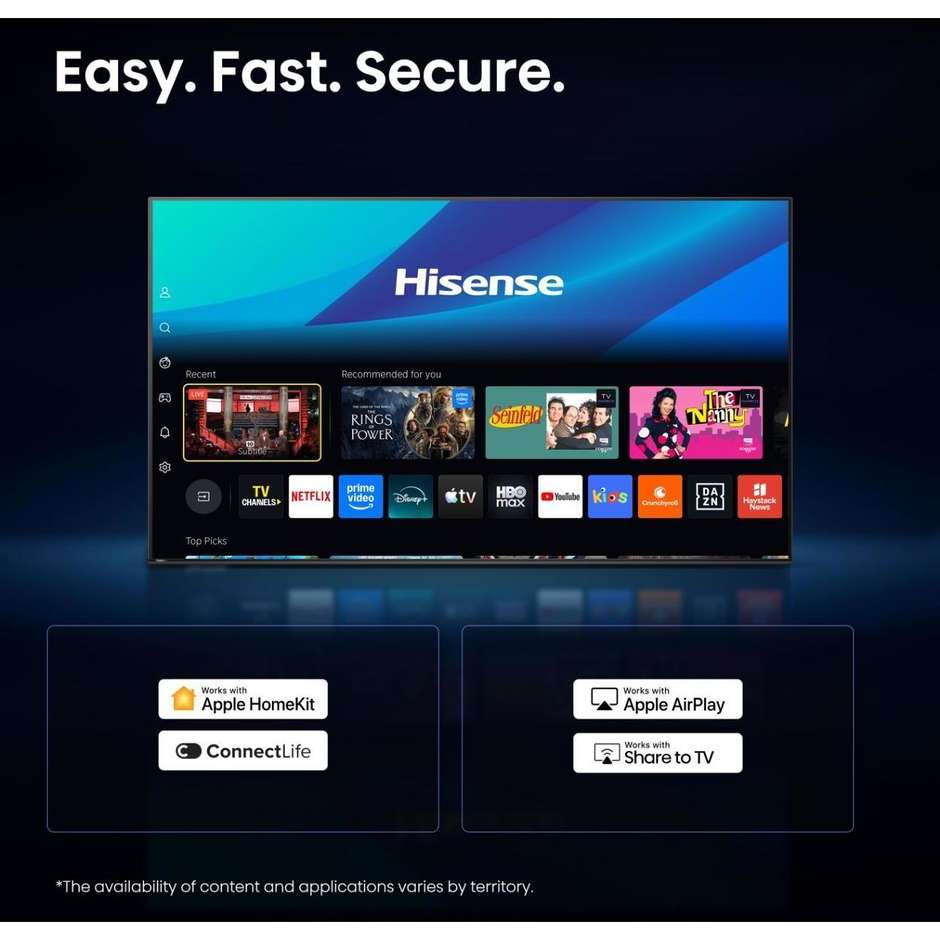 Hisense 40A49S TV Full HD 40" Smart TV VIDAA Wi-Fi DVB-T2 Nero