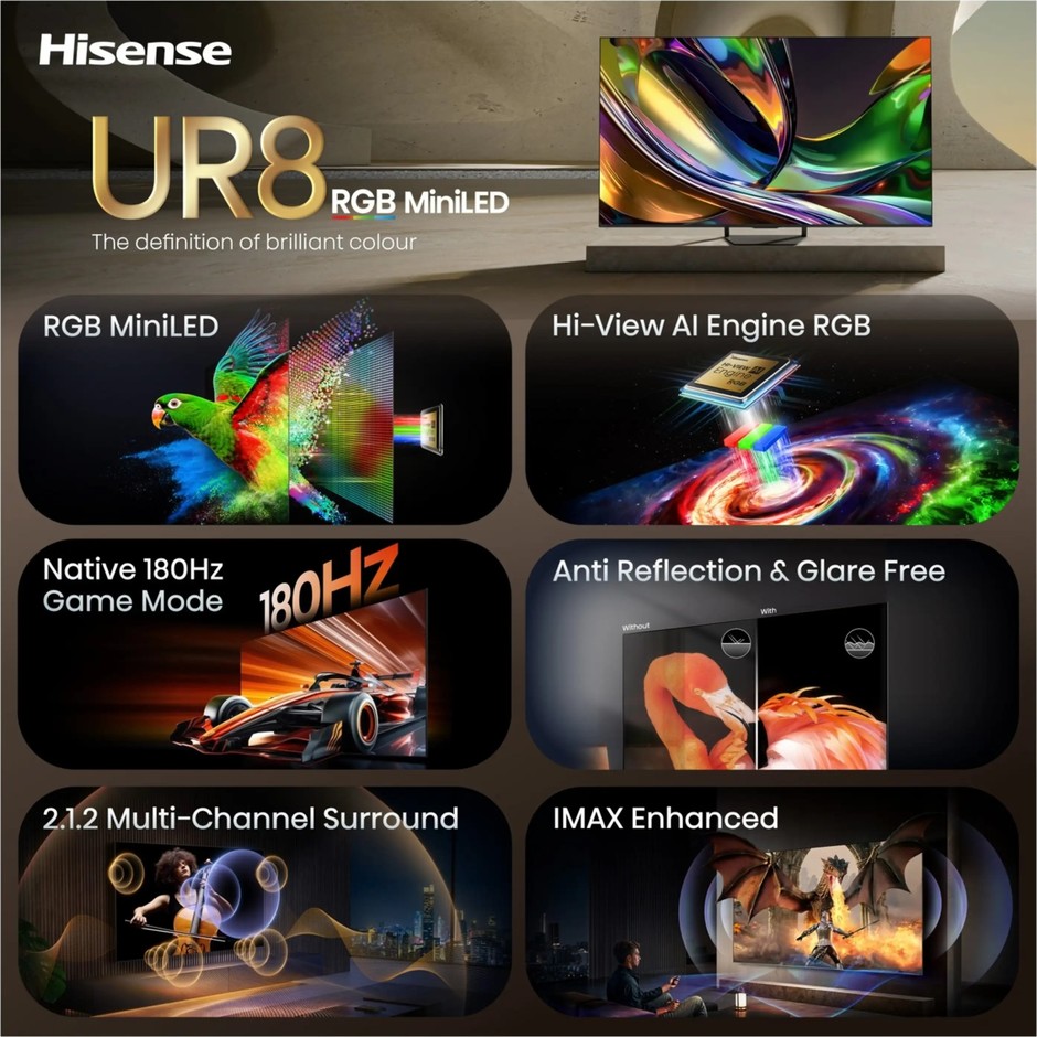 Hisense 55ER8S Smart TV RGB MiniLED 55 pollici 4K 180 Hz VIDAA
