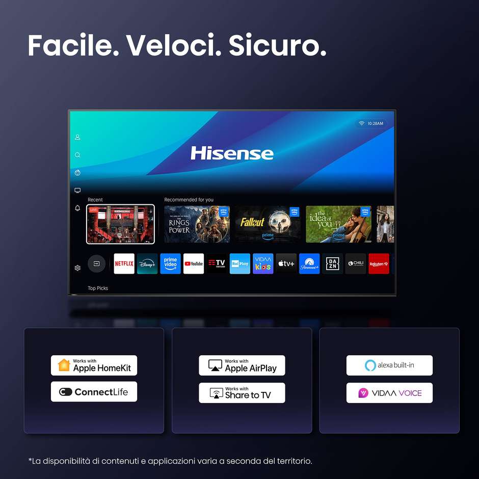 HISENSE 55U8Q Smart TV 55" LED 4K Ultra HD VIDAA OS Colore Black