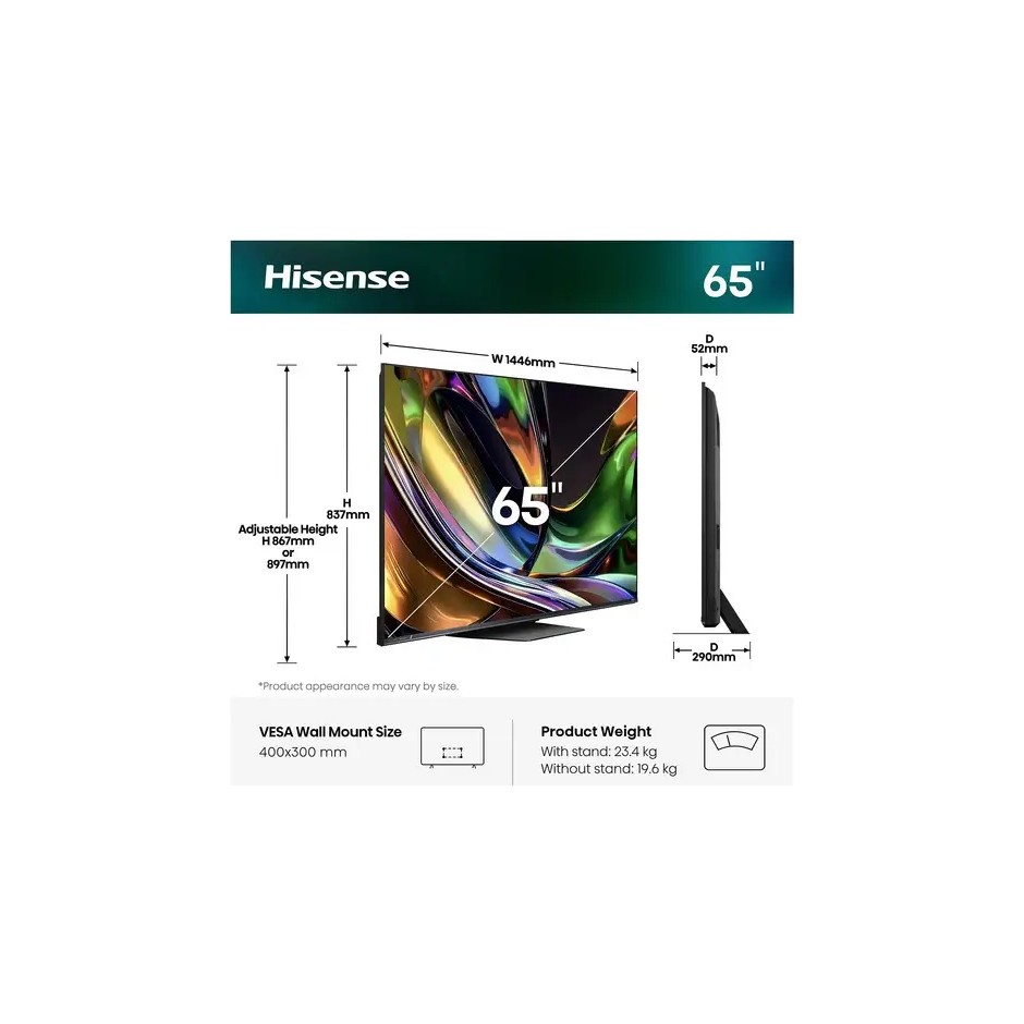 Hisense 65ER8S Smart TV RGB MiniLED 65 pollici 4K 180 Hz VIDAA