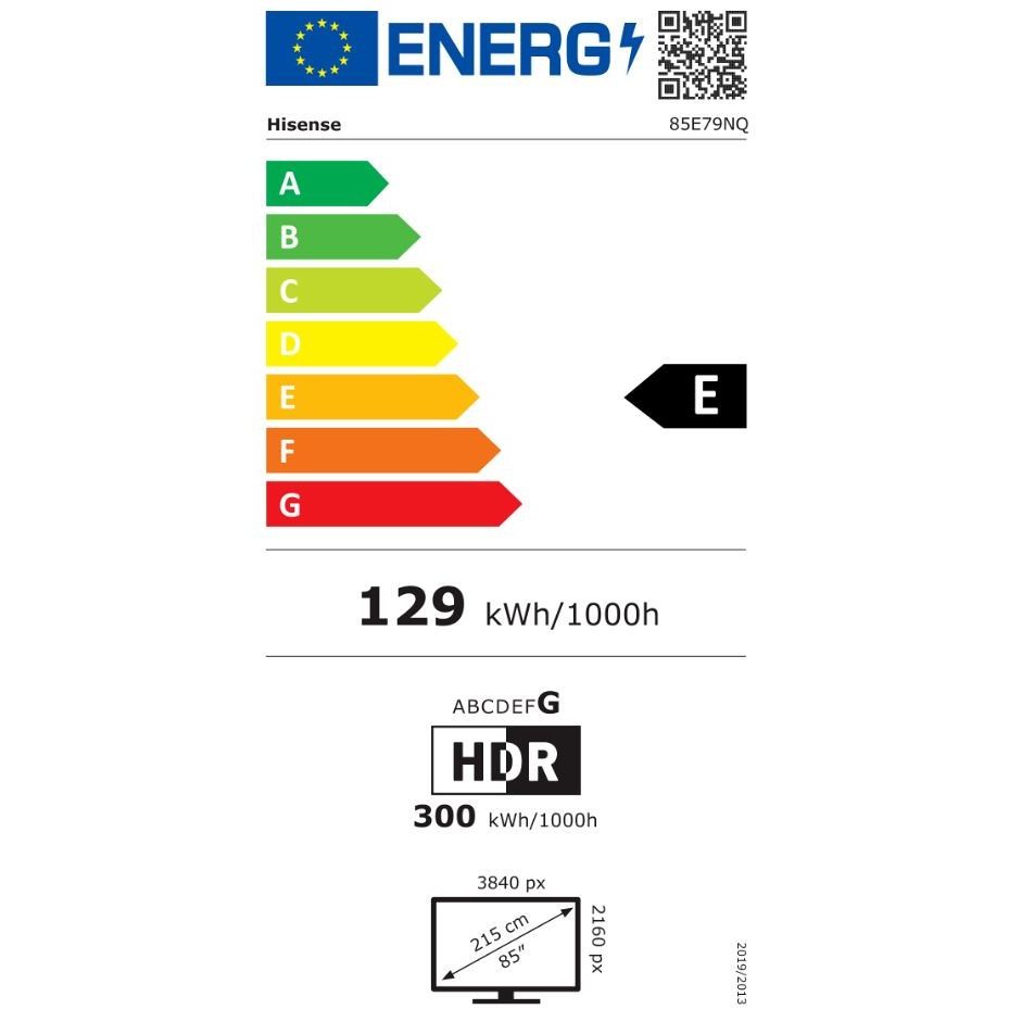 Hisense 85E79NQ TV QLED 85" 4K Ultra HD Smart TV Wi-Fi Classe E Colore Nero