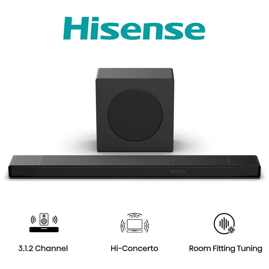 Hisense AX3120Q Soundbar 3.1.2 Canali 440 W Dolby Atmos DTS:X Nero