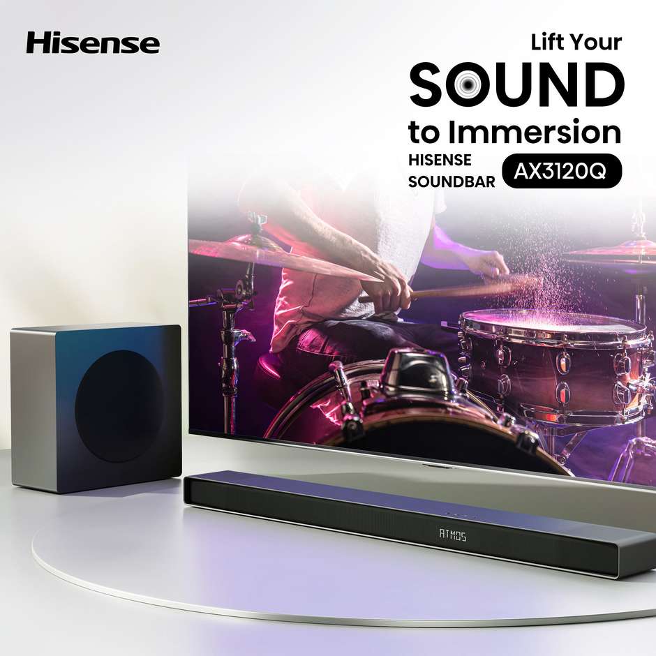 Hisense AX3120Q Soundbar 3.1.2 Canali 440 W Dolby Atmos DTS:X Nero