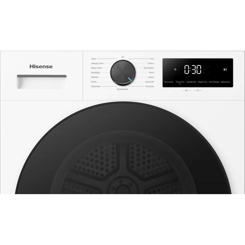 Hisense DH1I900BWCCA asciugatrice a pompa di calore 9 kg, classe C, programmi vapore