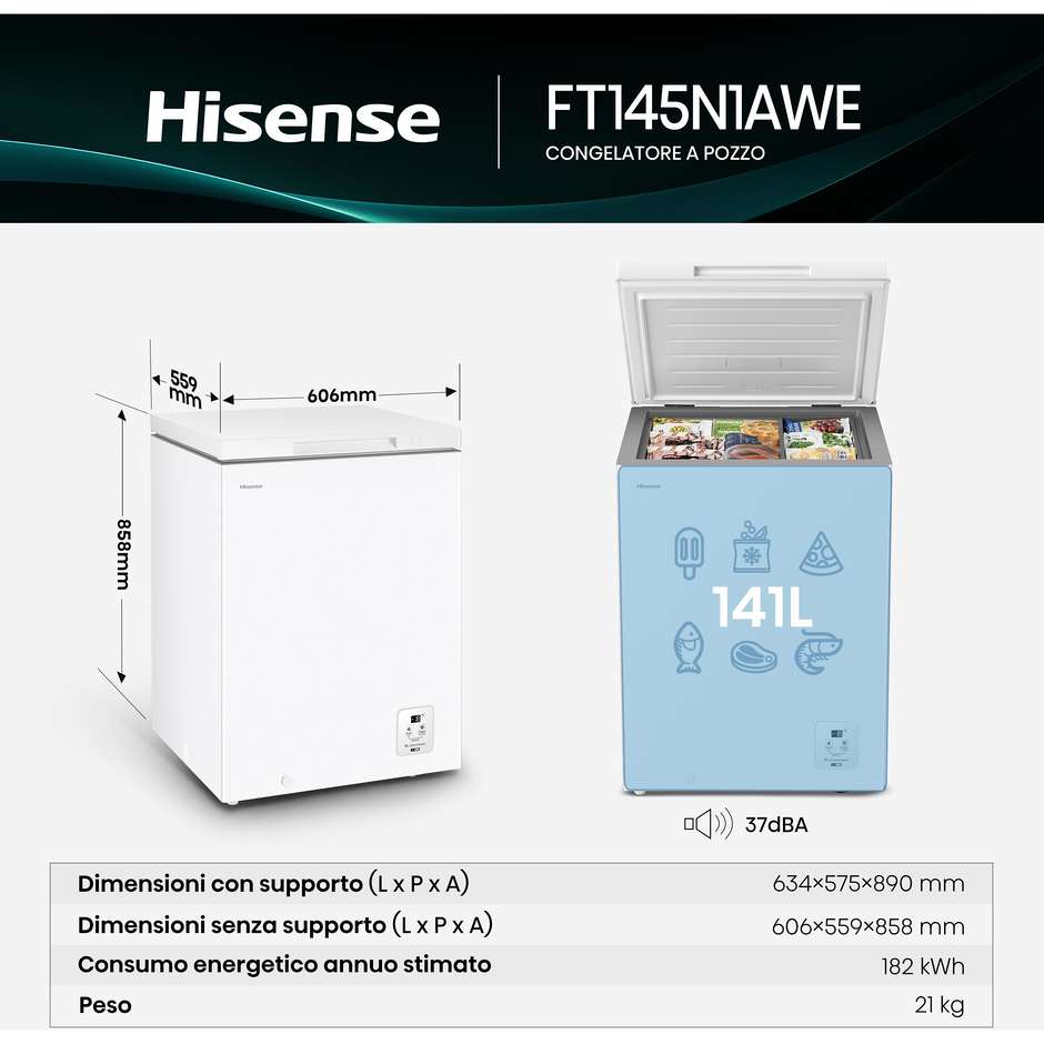 Hisense FT145N1AWE Congelatore a pozzo 141 L Bianco