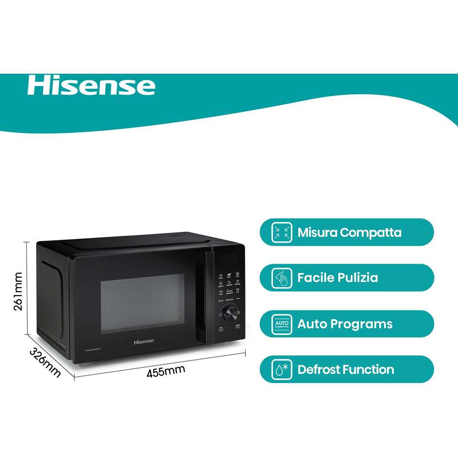 Hisense H20MOBSD1H Solo Forno a Microonde Capacita 20 Lt Potenza 700 W Colore Nero