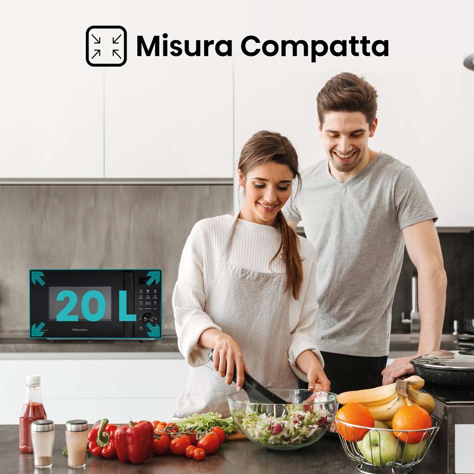 Hisense H20MOBSD1H Solo Forno a Microonde Capacita 20 Lt Potenza 700 W Colore Nero