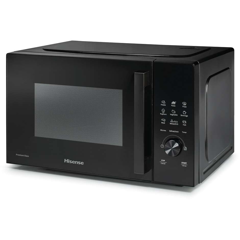 Hisense H23MOBSD1H Forno a Microonde da Banco 23 L, 800 W, 10 Livelli di Potenza, 9 Programmi Automatici, Display Touch, Nero