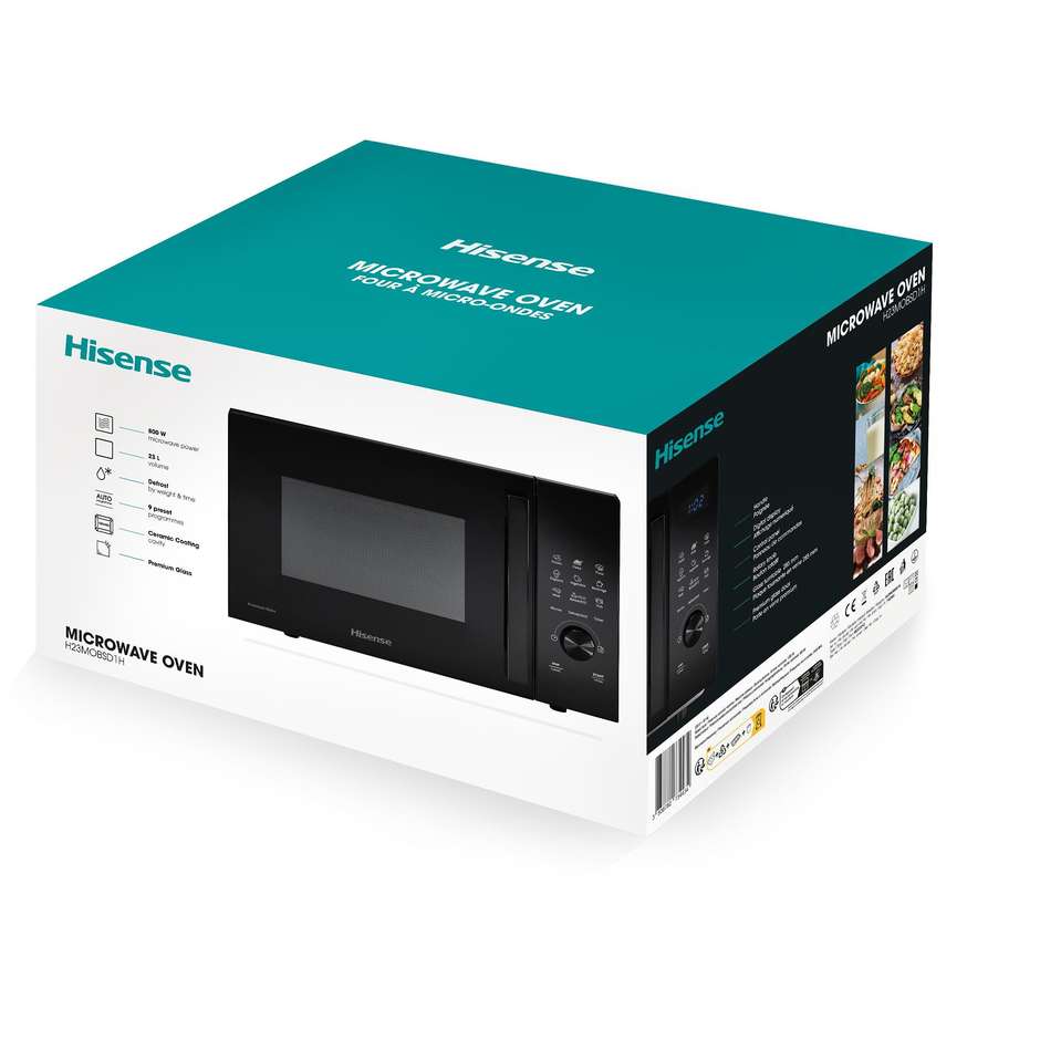 Hisense H23MOBSD1H Forno a Microonde Solo Capacità 23 L Potenza 800 W Display Touch LED Nero